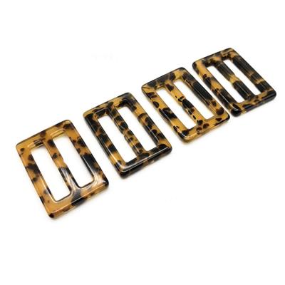 China Fashion Style Rectangle Shape Tri Slip Resin Nickel Free Tortoiseshell Buckles For Belt for sale