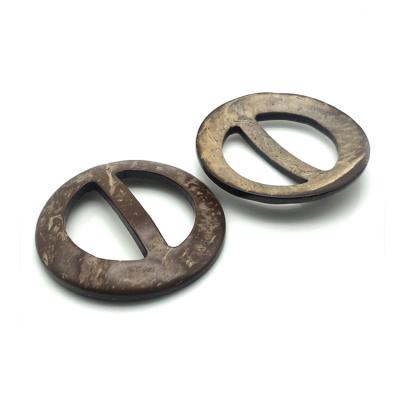 China Nickel free classic style round natural brown coconut shell loop for apparel decoration for sale