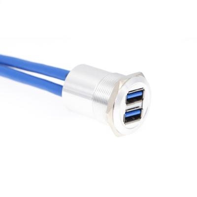 China audio & Dual USB 3.0 Video 25mm Panel Connector, LEAD FEMALE MALE A, Water Proof, 60cm Cable, A/BACK USB-13 for sale