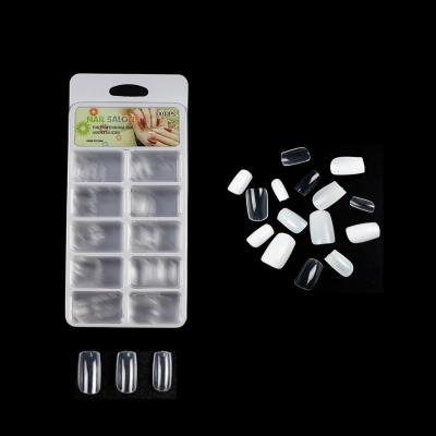 China 100pcs Design Full Cover Professional Classic Transparent Seamless Natural White Square Nails Blister False Nails Boxed for sale