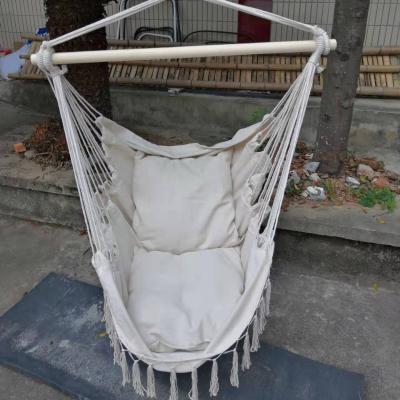 China 2022 Factory Directly Sell China Factory Goods White Tassel Indoor Outdoor Swing Chair Bedroom Hanging Chair With Pillow for sale