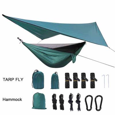 China Durable Outdoor Backpacking Parachute Rain Fly Cover Camping Hiking Hammock With Mosquito Net Tree Straps for sale