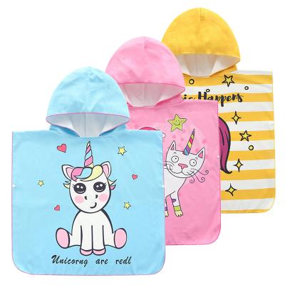 China Viable Custom Funny Cartoon Kids Hooded Beach Towel Microfiber Printed Sand Free Beach Towel For Kids for sale