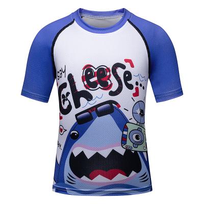 China Wholesale Kids Boy Breathable Kids Organic Comfortable Polyester T-shirt New Premium Clothing With Cartoon Shark Printed for sale