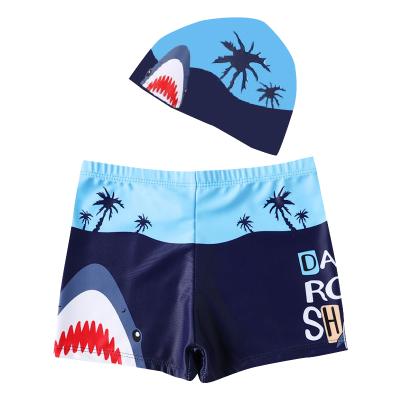 China Summer Breathable Hot Factory Shorts Boys Cartoon Custom Breathable Swimming Trunks And Hat Swimming Suit for sale