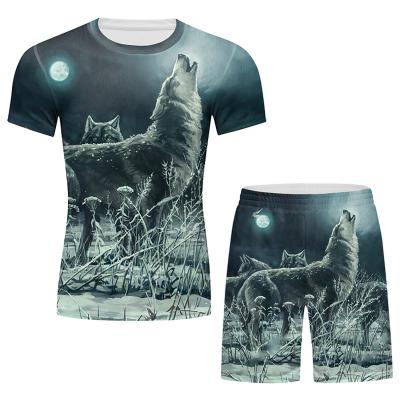 China Summer QUICK DRY Men's Short Sleeve 3D Printed Sublimation Stylish Fashionable Beach Wear T-shirt and Shorts Set for sale