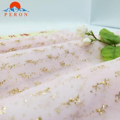 China Sustainable Pink Shiny Jacquard Knitted Mesh Printed Tulle 100% Nylon Fabric For Outdoor for sale