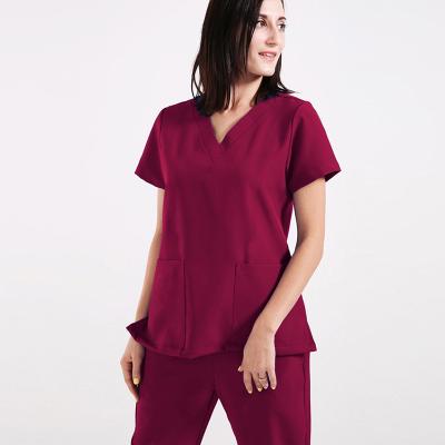 China Wholesale Medical Nurse Uniform Women Hospital Quick Dry Comfortable V-neck Scrubs Sets Custom for sale