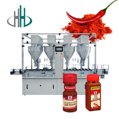 China HC-FSF-6 Automatic Small Table-top Powder Filler Wheat Flour Filling Machine Pepper Chili Spice can Filling Machine for sale