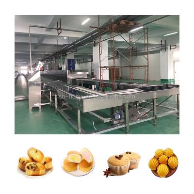 中国 Factory HYZBDG-600/800 250kg/h industrial processing automatic sponge cake production line/cup cake/custard cake price 販売のため