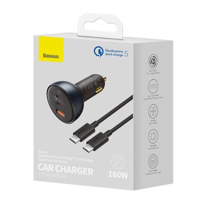 China Classic Original For Tech Multi-port Quick Charge 5 Car Charger C+C+U Fast Charger Cable160W for sale