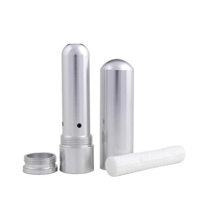 China New Personal Care 5ml Type Full Aluminum Metal Aroma Inhaler With Wicks For Essential Oil for sale