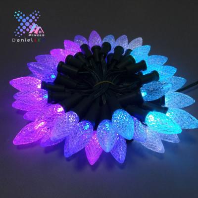 China Smart RGB C9 Flat Base S24 Christmas Lights WS2811 RGB Addressable Knots With 13.5mm / Xconnect Type Waterproof Connector for sale