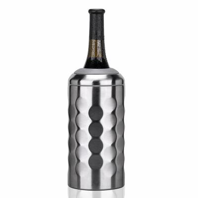 China Custom 304 Stainless Steel Double Wall Vacuum Wine Bottle Insulator Long Lasting Insulated Champagne Bottle Holder Cooler for sale