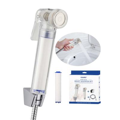 China Without Needle Leelongs Bathroom Plastic Toilet Shattaf Hand Held Bidet Spray With PP Cotton Filter for sale