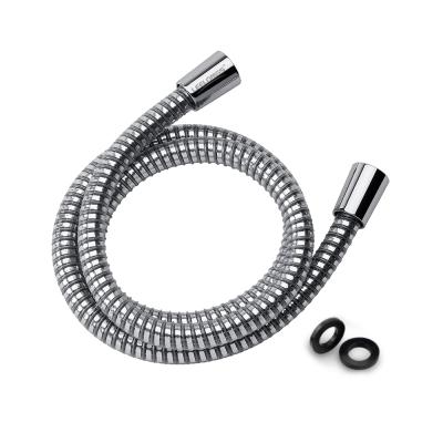 China Leelongs 1.5M Black Silver Thread PVC Modern Spiral Shower Hose for sale