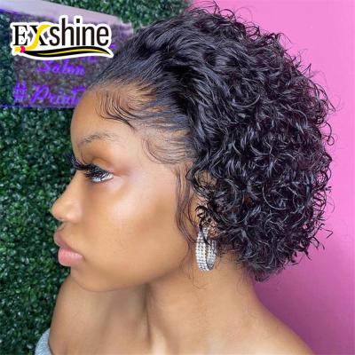 China Silky Straight Brazilian Curly Water Wave Pixie Cut Short Full Lace Braided Wig, 613 Pixie Wig For Black Women, Short Pixi Wigs Hair for sale