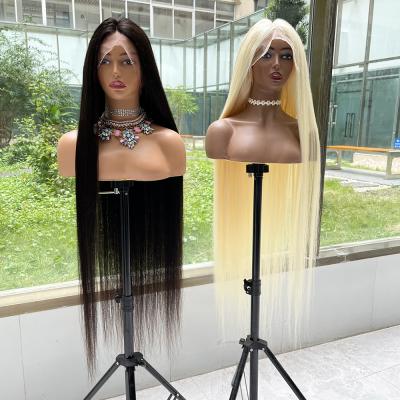 China Silky Straight Blonde 613 Full Lace Wig Human Hair Wigs For Women 613 Hd Transparent Blonde 40inch Full Lace Bone Straight Preplucked Wig for sale