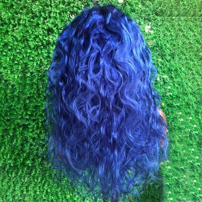 China Brazilian Glueless Curly Deep Wave Curly Wigs,Blue Lace Front Wigs,Cheap Hair Style Long Curly Hair Green Hair Lace Front Wigs for sale