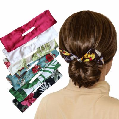 China Skillful Attractive Bun Yarn Bow Tie Hairpin Printing Clip Magic Twist Hairpin Lazy Hair Accessories for sale