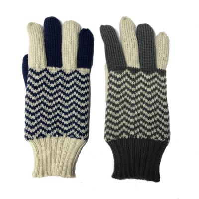 China Winter Warmth Acrylic Jacquard On Outershell Fleece Striping Warm Knitted Running Glove for sale