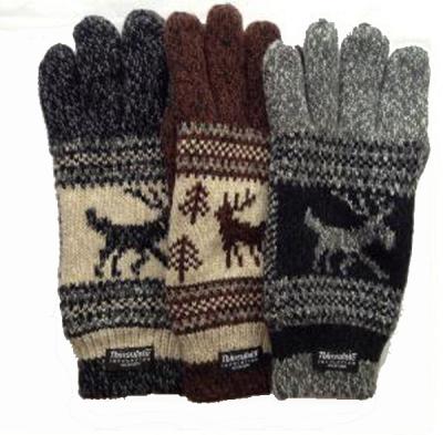 China Heat Fashion Acrylic Winter Deer Pattern Jacquard Knitted Glove With C40 Thinsulate Lining for sale