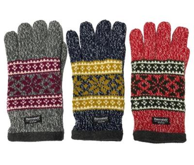 China Winter Men's Warmth Blend Acrylic Thinsulate Jacqurard Yarn Knitted Glove for sale