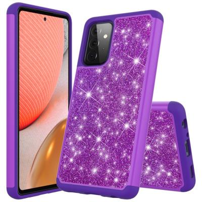 China wholesale colorful Anti-fall tpu PC pu glitter protectores Para celular for samsung a72 for sale