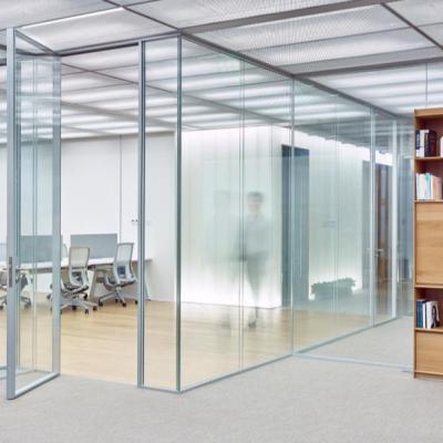 China Combinations 12mm Thickness Tempered Glass Aluminum Frame Removable Partition Walls Office Partition Wall for sale