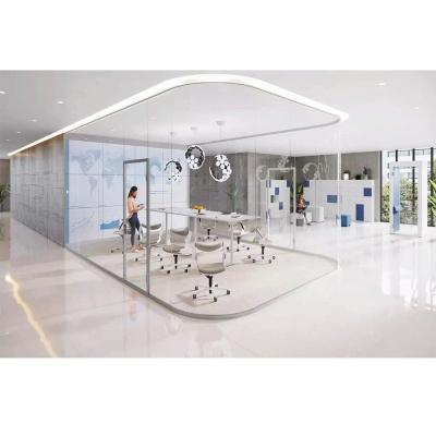 China Office Combinations High Quality Aluminum Single Glass Office Partition Wall With Curve Design for sale