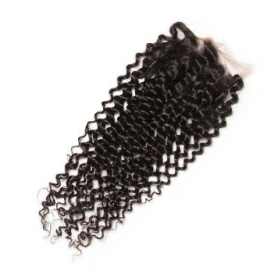 China No Tangle and Rejection White Card Tied Virgin Brazilian Hair Lace Frontal Closure, 4 by 4 Headbands and Curly Hair Loop Closures for sale