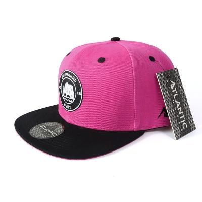 China Customized COMMON Personality 5 Panel Pink And Black Flat Brim Embroidery Cotton Hip Hop Snapback Logo Flat Hat Cap for sale