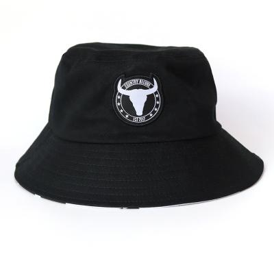 China High Quality Customized Logo Black Cotton Fabric Bucket Hat Outdoor Fishing Hat Popular Character Design 2021 New Hats for sale