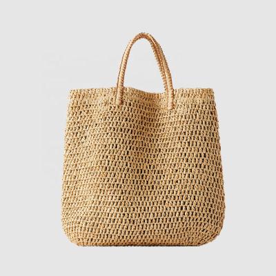 China Other 2022 fashion raffia handbag summer woven vellum braid straw beach bag packaging for sale