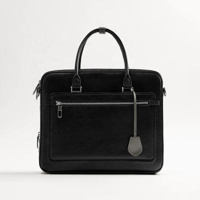 China 100% GENUINE LEATHER Executive Black Briefcase Men Business Messenger Premium Grain Leather Handbag Briefcase for sale