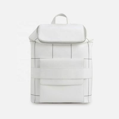 China Fashion Waterproof Overnight Backpack High Street Style White Foldover Wave Opening Plaid Men Backpack for sale