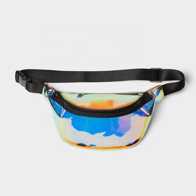 China Unisex Translucent Waist Belt Bum Iridescent PVC TPU Clear Vinyl Water Proof Fashion Minute Men Bag for sale