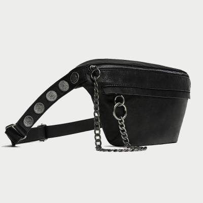 China Water Proof Popular Faux Leather Vintage Silver Small Casual Pussy Pack For Men Fashion Waist Bag for sale