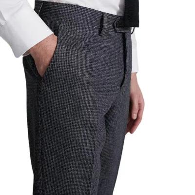 China Custom made ; plus size mens suit pants mens gray wool casual straight suit flannel pants for sale