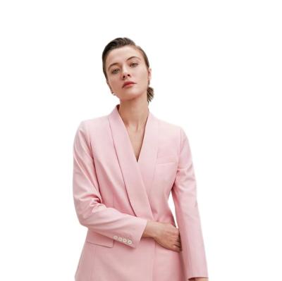 China Custom made ; plus size womens office dresses and suits high quality pink ladies double breasted suit business wear for sale