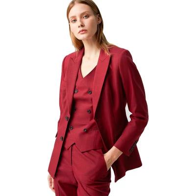 China Custom made ; plus size burgundy Breasted ladies suit business wear custom made single suits for woman for sale