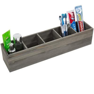 China Sustainable Top Selling Gray Wall Mounted 5 Slot Rustic Style Toothbrush Holder / Toiletries Holder. for sale