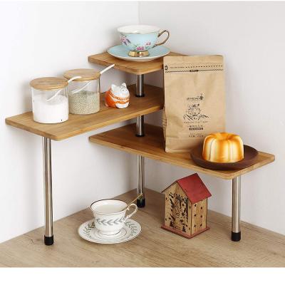 China 3 Tier Multifunctional Free Standing Bamboo Spice Rack Rectangle Storage Shelves. for sale