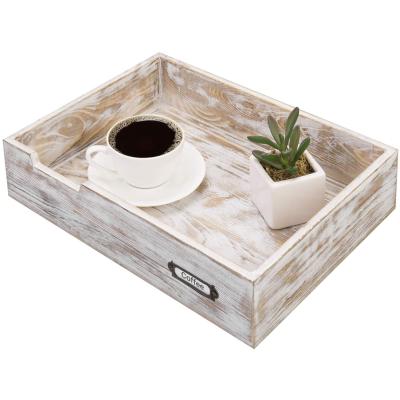 China Multifunctional Nostalgic White Washed Wooden Home Indoor Furniture Office Document Serving Tray for sale