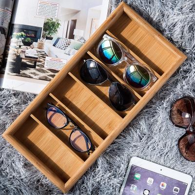 China Best Selling Sample Display Eyewear Display Tray Wood Glass Case Bamboo 6-Slot Sunglasses Storage Case. for sale