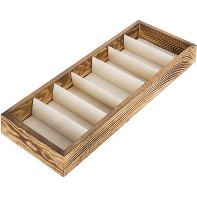 China Open Display Box 7 Compartment Home Or Shop Glasses Modern Brown Wooden Storage Box Sunglasses for sale