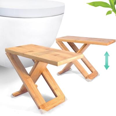 China Nodic Sustainable Direct Folding Forward Folding CraftsFactory Supply Bamboo Wooden Adult Squat Bathroom Squat Foot Stools for sale