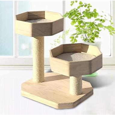 China 2021 Sustainable New Products Factory Direct Supply Brown Natural Pine Wood Cat Tree. for sale