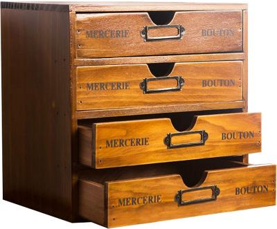 China 123/5000 Sustainable Home Office Desk Organizer with 4 Drawer-Wooden Storage Box-Country Style Dresser-Vintage Desk Organizer and for sale