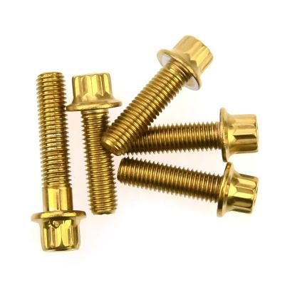 China Gold plating M7*32 M7*24 Alloy Steel Grade 10.9 12 point flange bolt wheel split rim bolt à venda